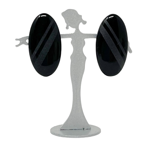Givenchy Clip On Vintage Black Lucite Earrings - Picture 1 of 10